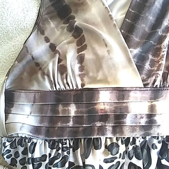 Dressbarn Dress Maxi Stretchy Vintage Y2K Animal Print Gray White Tan Black  4 - Picture 6 of 11